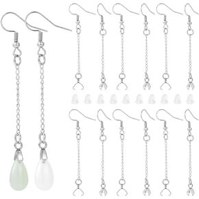 UNICRAFTALE 50Pcs 22 Gauge 62mm Stainless Steel Earring Hooks with Pinch Bails for DIY Earring Making