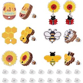 Pandahall 30Pcs Teachers' Day Wood Stud Earring Book Pencil Shape Wood Earring Posts Earring Findings with Ear Nuts for DIY Earrings Making