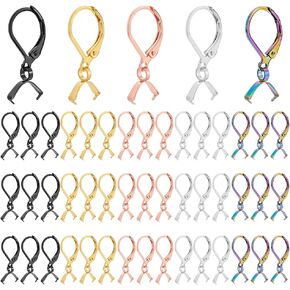PH PandaHall 75pcs 5 Colors French Earring Hooks Leverback Ear Wires Stainless Steel Earring Hooks with Pendant Clasp Earring Supplies for Women Men DIY Earring Jewelry Making