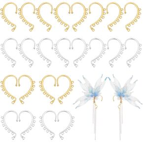 UNICRAFTALE 32Pcs 2 Colors DIY Ear Cuff Findings Dangling Ear Cuff Blanks Non Piercing Ear Wraps Metal Ear Cuff Earrings for Jewelry Making Dangle Earrings Crafts