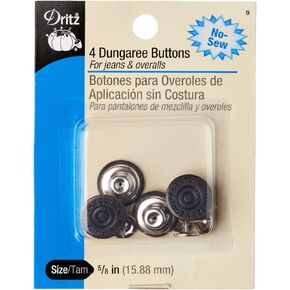 Dritz 9 No-Sew Dungaree Buttons, Copper, 5/8-Inch 4-Count