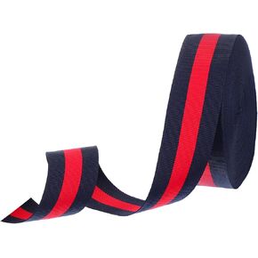 Patikil 1-5/8 "Navy Red Striped Grosbrain Ribbon ، 25 Yard Polyester Stripe Stripe Ribbon Double Faced Design for Bow Glapp