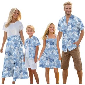 Matching Hawaiian Outfits for Family,Dad and Son Matching Luau Beach Tropical Shirts Mommy Daughter Hawaiian Outfit