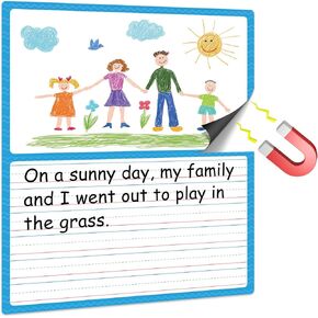 Jumbo Magnetic Draw & Write Paper 21.5x17in Dry Erase Handwriting Lined Paper for Classroom Whiteboard Writing Chart Paper Giant Magnetic Newsprint Handwriting Story Paper Homeschool Teaching Supplies