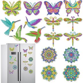 Sitsink Easter Diamond Painting Magnets - 12 Pcs Spring Bunny Easter Eggs Diamond Art Kit Refrigerator Magnets, Rabbit Dwarf Flower Basket Gem Art Magnet Fridge Stickers