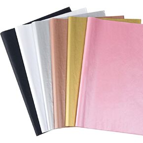 Feibmir 60 Sheets 6 Colors Metallic Tissue Paper,Gift Wrapping for Birthday Parties Christmas Weddings DIY Crafts,20 x 14 Inch(Rose Gold, Gold, Silver,Pink Gold,Black,White)