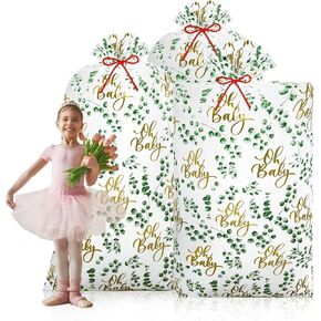 Zonon 3 Pcs 56'' Extra Large Sage Green Baby Shower Bags Oversized Holiday Plastic Jumbo Storage Gift Wrapping Bags for Party Favors Gift Wrap