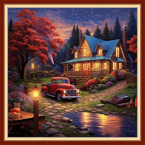 Dimensean Stamped Cross Stitch Kits Full Range of Embroidery Patterns Starter Kits for Beginners Adult or Kids DIY Cross Stitches Needlepoint Kits 11CT-Colorful Dragon 18x18 inch in Kuwait