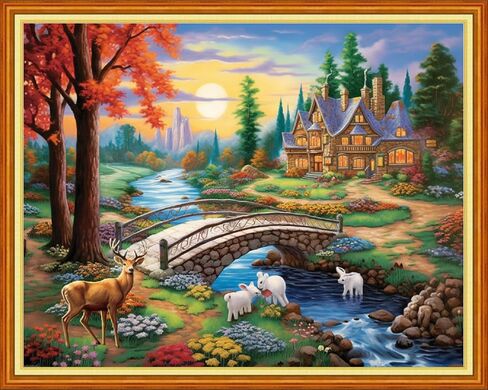 Dimensean Stamped Cross Stitch Kits Full Range of Embroidery Patterns Starter Kits for Beginners Adult or Kids DIY Cross Stitches Needlepoint Kits 11CT-Colorful Dragon 18x18 inch in Kuwait