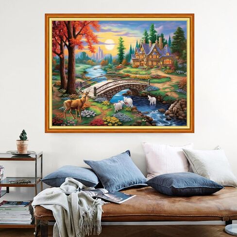 Dimensean Stamped Cross Stitch Kits Full Range of Embroidery Patterns Starter Kits for Beginners Adult or Kids DIY Cross Stitches Needlepoint Kits 11CT-Colorful Dragon 18x18 inch in Kuwait