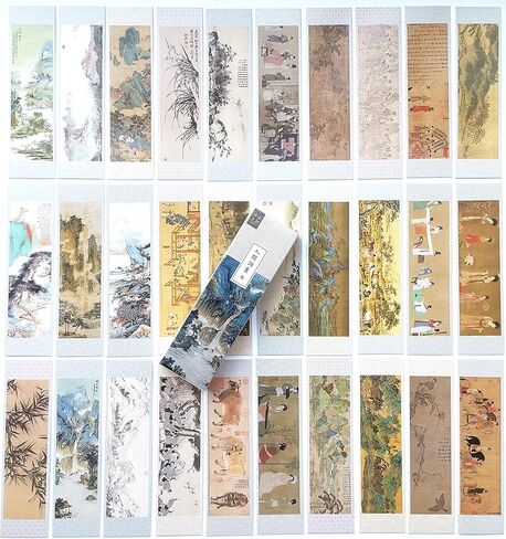 Traditional Chinese Painting Bookmarks Chinese Brush Ink Watercolor Painting Book Mark 30Pcs in Kuwait