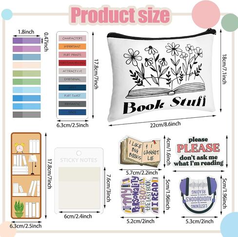 Book Annotation Kit Set of Pencil Case Pouch Included Annotating Bookmark Kit, Highlighter Marker, Pens, Sticky Notes, Book Tracker Bookmarks and Book Stickers for Reading (Classic) in Saudi Arabia