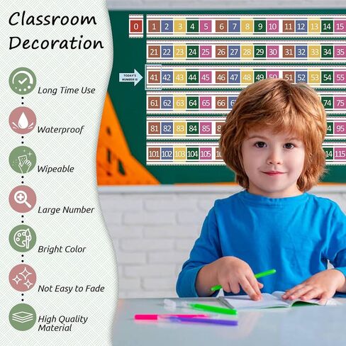 Number Line for Classroom Wall,Number Line Bulletin Board Border 0-120 Laminated Number Line Strips Chalkboard Brights Number Line Math Poster Classroom Decorations for Teachers in Saudi Arabia