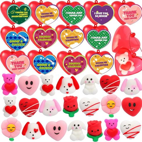 28 Pack Valentines Day Cards for Kids مع Mochi Squishy ، وبطاقات عيد الحب للأطفال Funny Classroom Exchange و Gifts Form in Kuwait