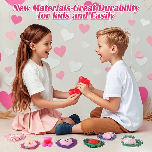28 Pack Valentines Day Cards for Kids مع Mochi Squishy ، وبطاقات عيد الحب للأطفال Funny Classroom Exchange و Gifts Form in Kuwait
