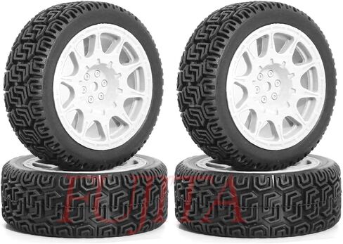 fujita 1/10 RC ON-Road Rubber Racing Tire Rim 68mm OD for 1/10 RC Rally Car Tamiya XV01 XV02 TT02 PTG HSP RGT Kyosho FAZER MK2 PTG （White A） in Saudi Arabia