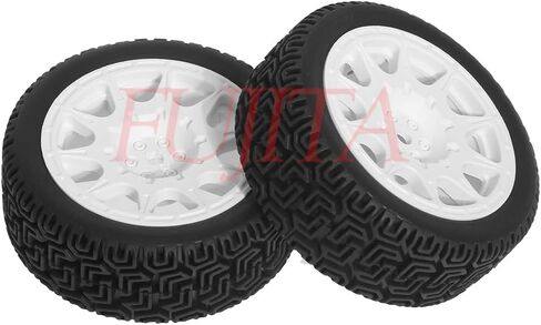 fujita 1/10 RC ON-Road Rubber Racing Tire Rim 68mm OD for 1/10 RC Rally Car Tamiya XV01 XV02 TT02 PTG HSP RGT Kyosho FAZER MK2 PTG （White A） in Saudi Arabia