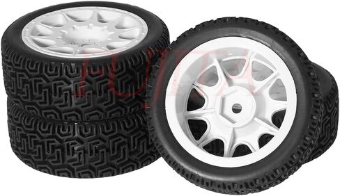 fujita 1/10 RC ON-Road Rubber Racing Tire Rim 68mm OD for 1/10 RC Rally Car Tamiya XV01 XV02 TT02 PTG HSP RGT Kyosho FAZER MK2 PTG （White A） in Saudi Arabia