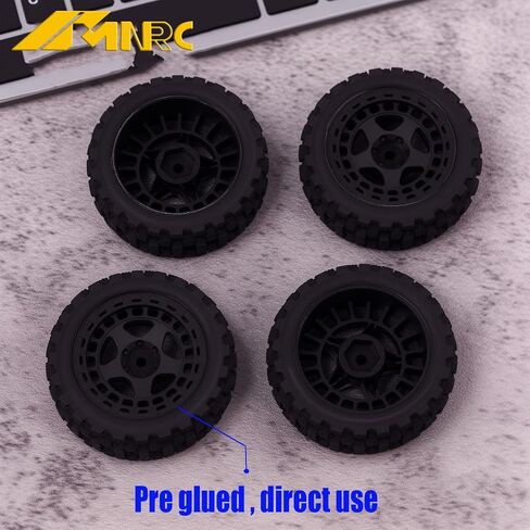 Pre Glued Wheel and Tires Plastic Rim Rubber for 1/18 Typhon Grom 223S Series Upgrades Part Black in Kuwait