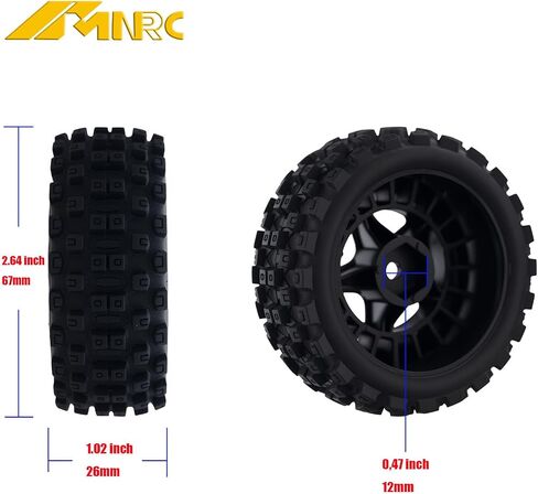 Pre Glued Wheel and Tires Plastic Rim Rubber for 1/18 Typhon Grom 223S Series Upgrades Part Black in Kuwait