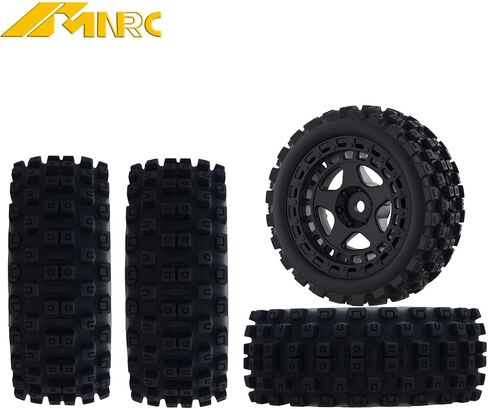 Pre Glued Wheel and Tires Plastic Rim Rubber for 1/18 Typhon Grom 223S Series Upgrades Part Black in Kuwait