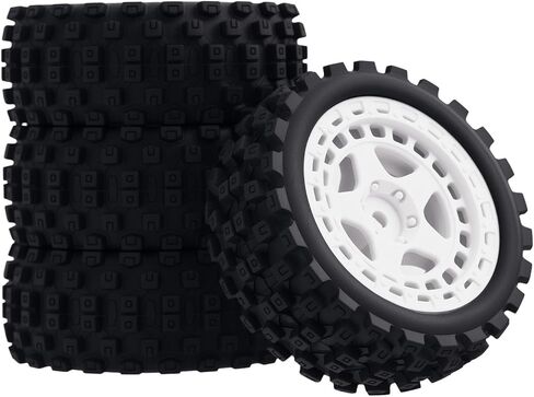 Pre Glued Wheel and Tires Plastic Rim Rubber for 1/18 Typhon Grom 223S Series Upgrades Part Black in Kuwait