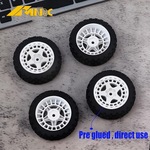 Pre Glued Wheel and Tires Plastic Rim Rubber for 1/18 Typhon Grom 223S Series Upgrades Part Black in Kuwait