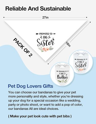 Funny Soon to Be Big Sister Dog Bandana, White Big Sister Bandana for Dog Pet Dog Triangle Scarf, Gender Revealing Baby Announcement Dog Bandana Dog Lovers Gifts in Kuwait