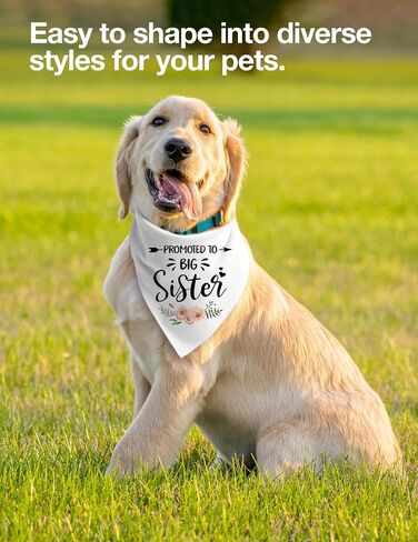 Funny Soon to Be Big Sister Dog Bandana, White Big Sister Bandana for Dog Pet Dog Triangle Scarf, Gender Revealing Baby Announcement Dog Bandana Dog Lovers Gifts in Kuwait