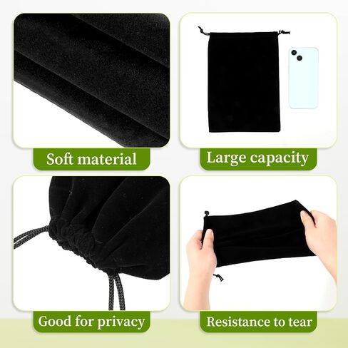 Adult Toy Storage Bags, 6 Pcs Black Velvet Drawstring Pouch Adjustable Toy Organizer Bags Foldable Ditty Bag for Women Men Toy Cosmetic Underwear Sunglasses Travel Camping (7×9.8 Inch, 4×7.9 Inch) in Saudi Arabia