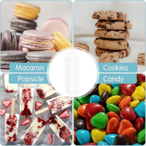 Happy Potato 50 Pack Pack Plastic Macaron Boxes for 6 ، Pet Clear Favors Boxs with Ribbon ، و Clear Hights ، و 7 "x2" x2 ". in Kuwait