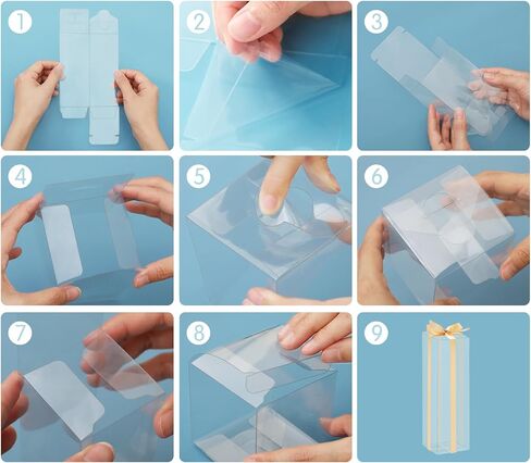 Happy Potato 50 Pack Pack Plastic Macaron Boxes for 6 ، Pet Clear Favors Boxs with Ribbon ، و Clear Hights ، و 7 "x2" x2 ". in Kuwait