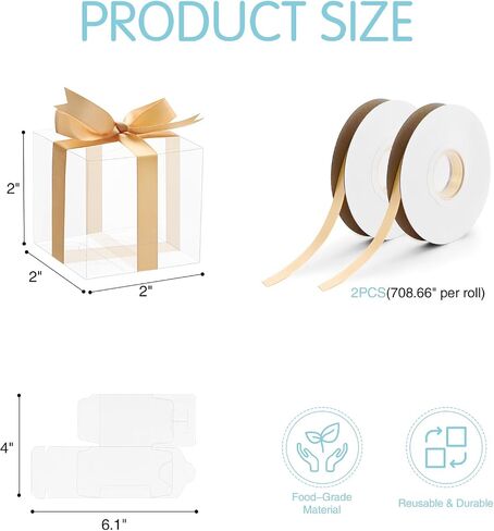 Happy Potato 50 Pack Pack Plastic Macaron Boxes for 6 ، Pet Clear Favors Boxs with Ribbon ، و Clear Hights ، و 7 "x2" x2 ". in Kuwait