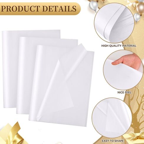 Hlonon 100 Sheets White Tissue Paper 12 x 20 Inches Recyclable White Wrapping Paper Bulk for DIY Crafts Birthday Baby Shower Christmas Gift Wrapping Crafts Decor in Saudi Arabia