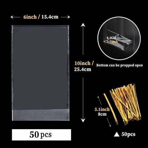7 "× 12" 100pcs أكياس Cellophane Cellophane صافية ، مع 100 روابط تويست ، قاع قاع ، تفضل الحفلات التغليف ، ملفات تعريف الارتباط ملفات تعريف الارتباط ، أكياس الحلوى ، لصالح الحفلات ، ملفات تعريف الارتباط ، الحلوى ، الهدايا 1.5 ميلي سميكة (لا يوجد جانب جانبي in Saudi Arabia