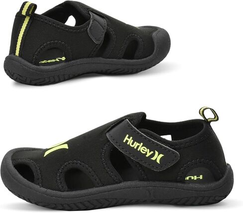 أحذية مائية للأطفال من Hurley Kona - أساسيات الشاطئ، صنادل مغلقة من الأمام للفتيات والأولاد، خفيفة الوزن، قابلة للتنفس، أحذية مائية للأطفال مع نعل غير قابل للانزلاق وأشرطة قابلة للتعديل، أحذية سباحة للأطفال الصغار في الهواء الطلق in Kuwait