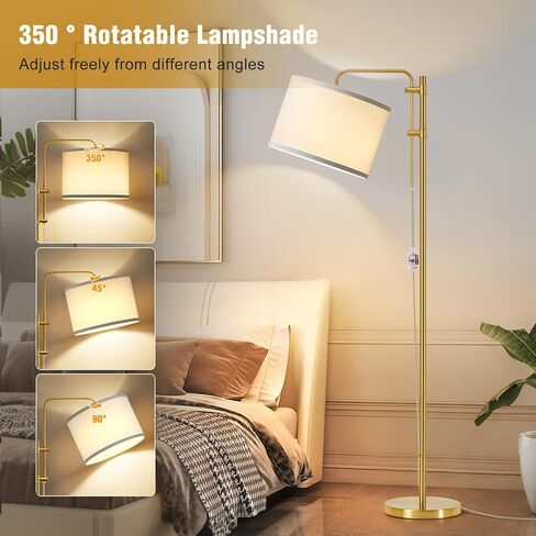 GyroVu Floor Lamp for Living Room, Adjustable Height Standing Lamps with 350° Rotate Beige Lampshade, 67.5-Inch Modern Tall Lamp Dimmable Floor Lamps for Corner Bedroom Home Office (Bulb Included) in Kuwait