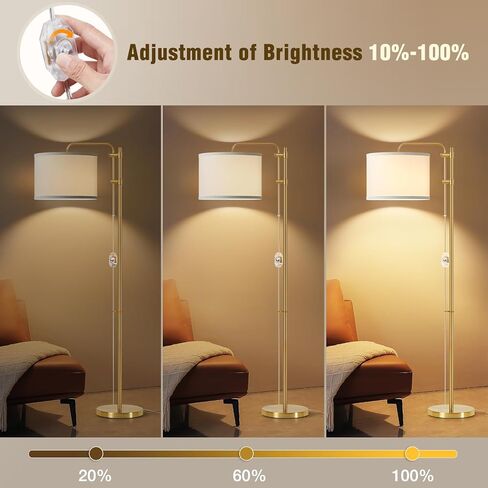 GyroVu Floor Lamp for Living Room, Adjustable Height Standing Lamps with 350° Rotate Beige Lampshade, 67.5-Inch Modern Tall Lamp Dimmable Floor Lamps for Corner Bedroom Home Office (Bulb Included) in Kuwait