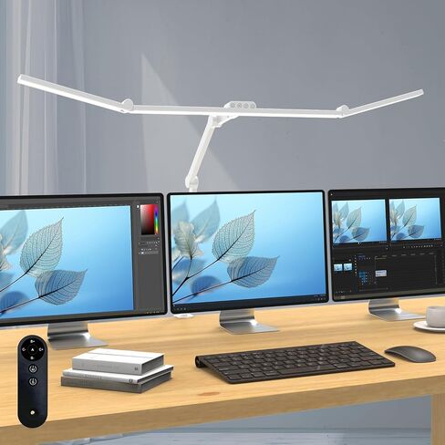 Micomlan 36W Bright Led Desk Lamp with Clamp, 47 Inches Long Architect Desk Lamp Home Office, Dimmable Table Light with Remote Adjustable Monitor Light Bar Tall Office Lighting for Computer Desktop in Saudi Arabia