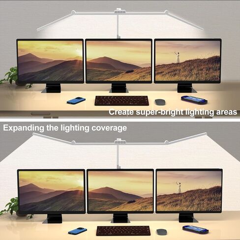 Micomlan 36W Bright Led Desk Lamp with Clamp, 47 Inches Long Architect Desk Lamp Home Office, Dimmable Table Light with Remote Adjustable Monitor Light Bar Tall Office Lighting for Computer Desktop in Saudi Arabia