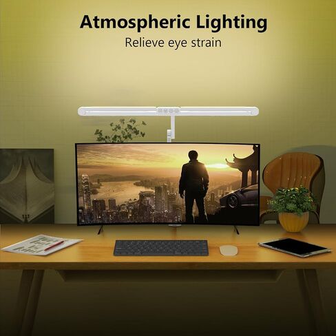 Micomlan 36W Bright Led Desk Lamp with Clamp, 47 Inches Long Architect Desk Lamp Home Office, Dimmable Table Light with Remote Adjustable Monitor Light Bar Tall Office Lighting for Computer Desktop in Saudi Arabia
