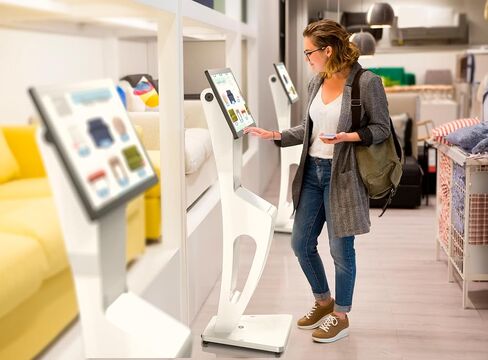 Sleek Floor Stand Kiosk for Monitors – CTA Sleek Floor Kiosk Stand with Printer Slot for Monitors 15" to 32" up to 60lbs - for Check-in Stations & POS Stations & More - White (ADD-LDSLEEKW) in Kuwait