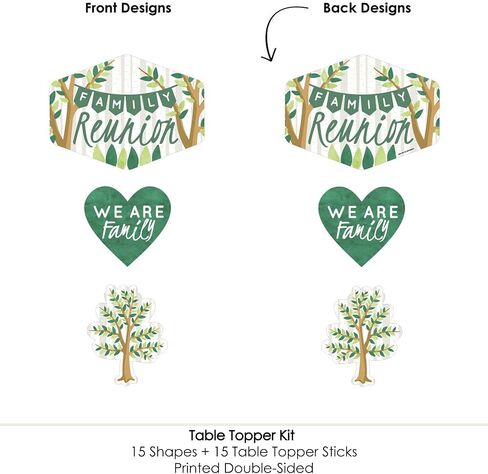 Funny Family Reunion Celebration Photo Booth Prop Kit, DIY Setup - 10pc | Family Tree Party Decorations, Arrow and Speech Bubble Shapes for Adults or Kids, Prop Sticks Included, USA-made in Saudi Arabia
