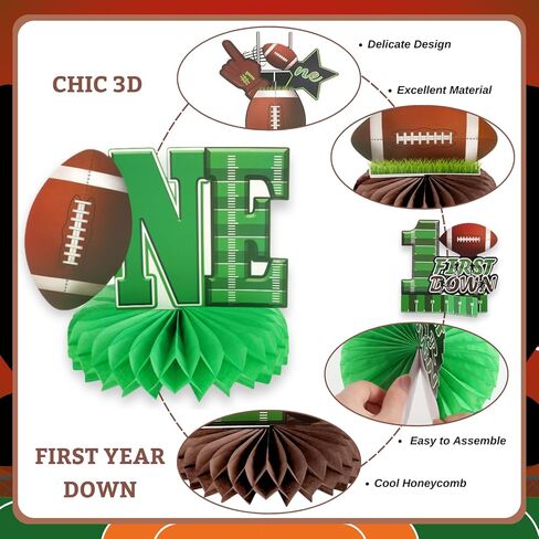 12 Pack Mixed Sports Honeycomb Centerpieces Decorations Football Basketball Baseball Soccer Birthday Table Topper Sign Decors for Boys' Birthday Gameday Celebration Sports Theme Desktop Decoration in Kuwait