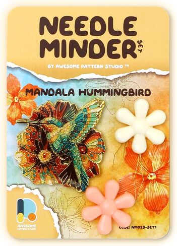 مجموعة Awesome Pattern Studio Needle Minder Set - Mandala Hummingbird Needle Needle Minder + 2 Needle Threaders. دبوس المينا للغرزة المتقاطعة والتطريز والحرف in Kuwait