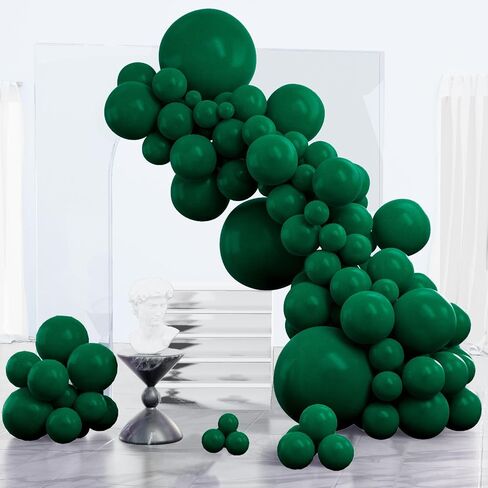 Partywoo بالونات خضراء داكنة 123 PCs بالونات خضراء الصياد بالونات خضراء أحجام مختلفة حزمة من 18 12 10 5 5 بوصة من البالون الأخضر القوس طقم كوعة في عيد الميلاد زخارف حفلة غابة خضراء-Y56 in Kuwait