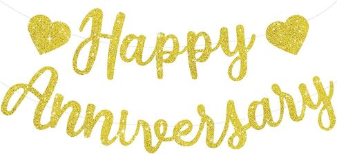 BEISHIDA Red Happy Anniversary Banner, Pre-Strung - Red Glitter Happy Anniversary Banner，NO DIY - Red Glitter Happy Anniversary Garland, Red Happy Anniversary Sign for Anniversary Wedding Party Decorations & Decor in Saudi Arabia