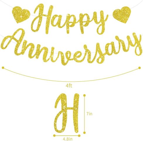 BEISHIDA Red Happy Anniversary Banner, Pre-Strung - Red Glitter Happy Anniversary Banner，NO DIY - Red Glitter Happy Anniversary Garland, Red Happy Anniversary Sign for Anniversary Wedding Party Decorations & Decor in Saudi Arabia