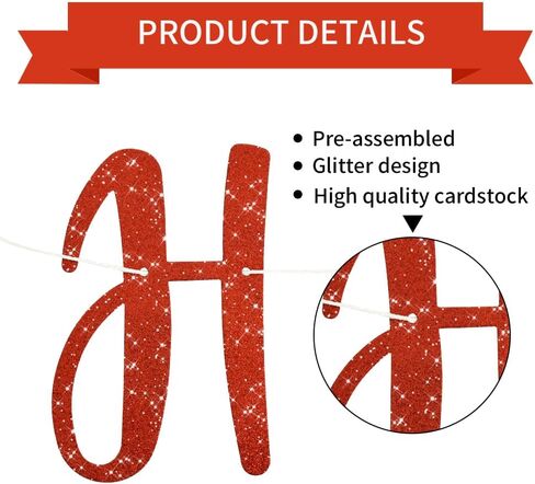BEISHIDA Red Happy Anniversary Banner, Pre-Strung - Red Glitter Happy Anniversary Banner，NO DIY - Red Glitter Happy Anniversary Garland, Red Happy Anniversary Sign for Anniversary Wedding Party Decorations & Decor in Saudi Arabia