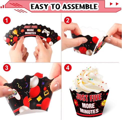 Nuenen 96 Pcs Video Game Cupcake Topper Decoration Gaming Game on Controllers Cupcake Picks Gamepad Cake Decorations for Boys Gamer Birthday Anniversary Party (Neon) in Kuwait